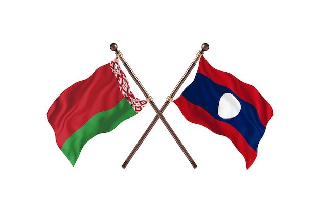 Bielorrússia versus Laos, fundo de bandeiras de dois países