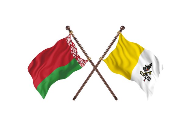 Bielorrússia versus Santa Sé Fundo das bandeiras de dois países