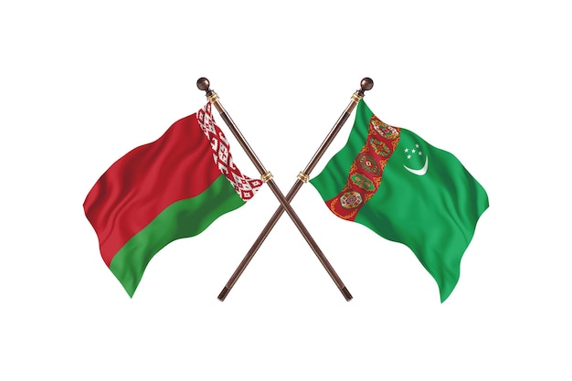 Bielorrússia versus Turcomenistão Fundo de bandeiras de dois países