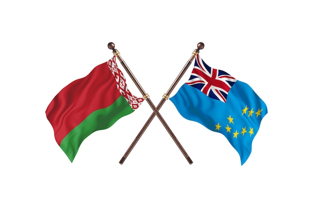 Bielorrússia versus Tuvalu Fundo das bandeiras de dois países