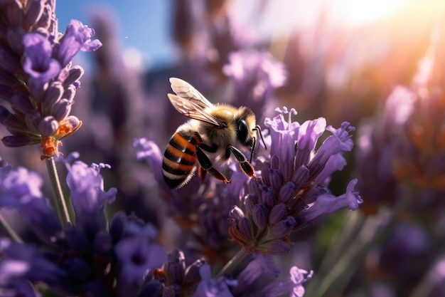 Foto biene auf lila blüte