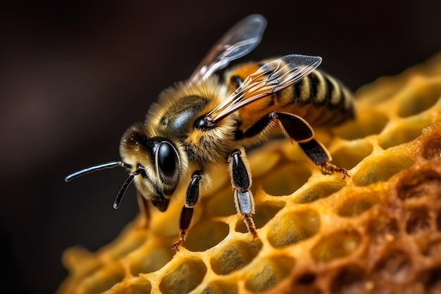 Biene und bienenwaben neuronales netzwerk durch ki erzeugt