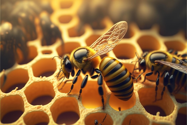 Bienen arbeiten im Bienenstock