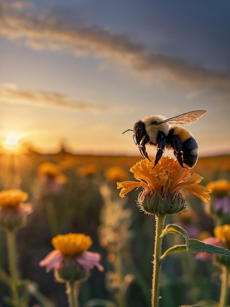 Bienen, die von Blumen schlucken