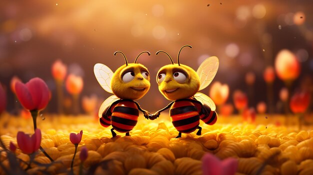 Bienen in Liebe herzförmige Blume Valentinstag