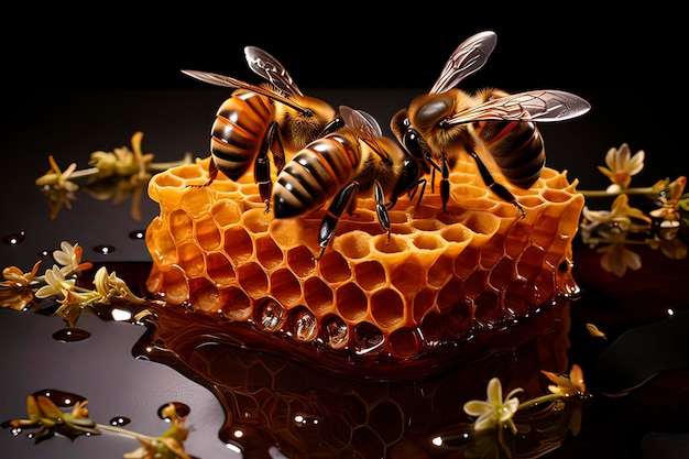 Bienen und Bienenwachs-KI-Technologie generierte Bilder