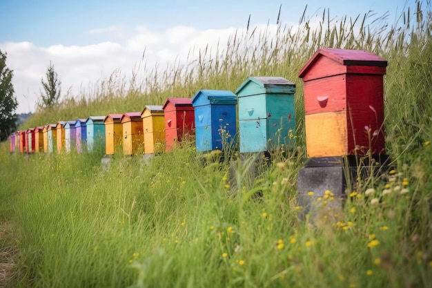 Bienenstöcke in der Wiese generative KI