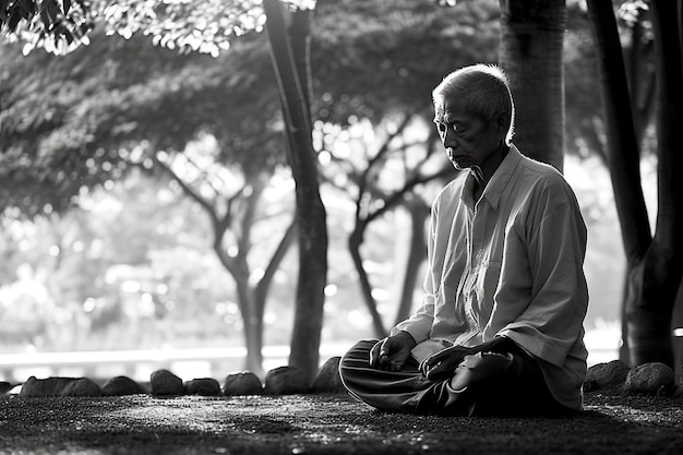 Bienestar eterno Anciano Rejuvenecer la mente y el cuerpo con la práctica del yoga Envejecimiento moderno