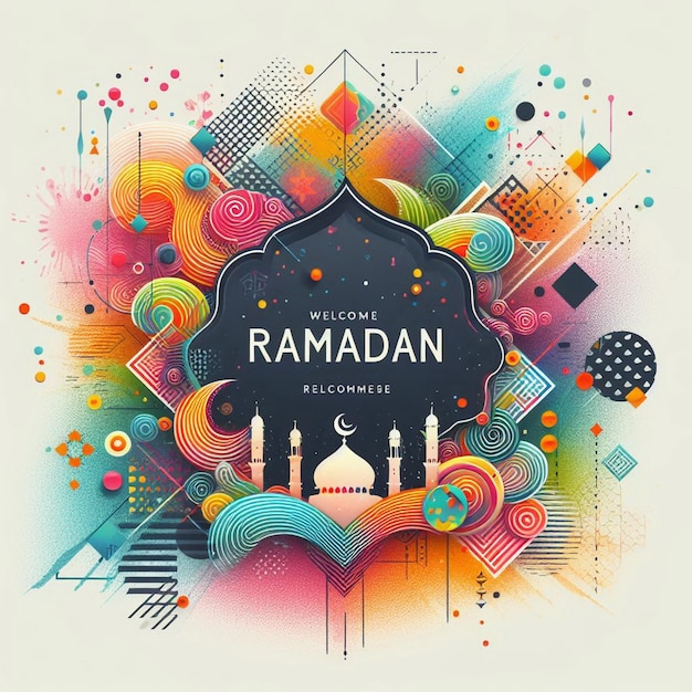 Foto bienvenido al ramadán con splash de colores
