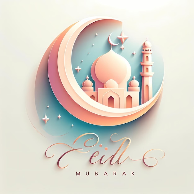 Bienvenido Eid Mubarak Abraza la alegría minimalista con el logotipo de Text amp