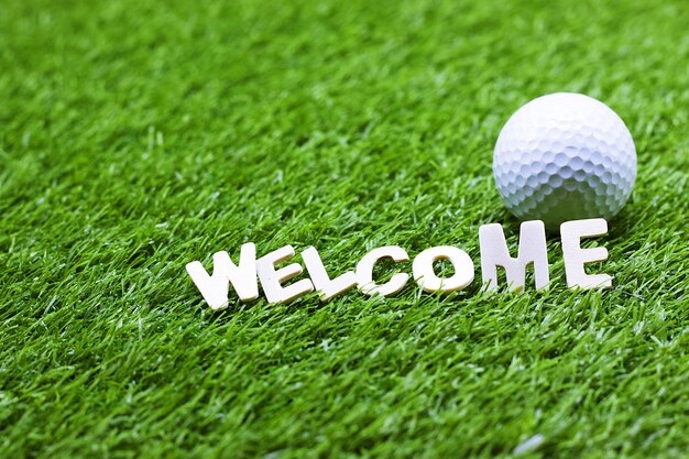 Bienvenido a golfista en curso verde