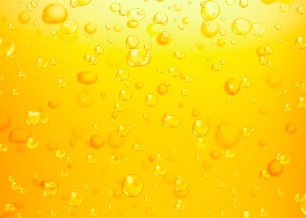 Bierblasen. Abstrakte Blasen auf gelbem Hintergrund
