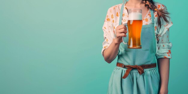 Foto bierfestival-kellnerin mit bier generative ki