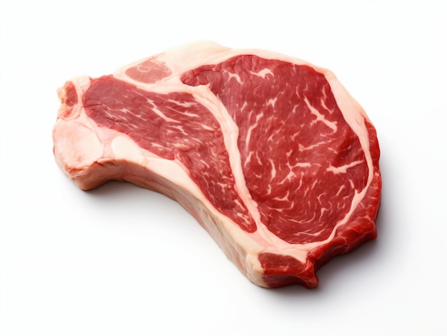 Bife de carne crua fresca isolado em branco