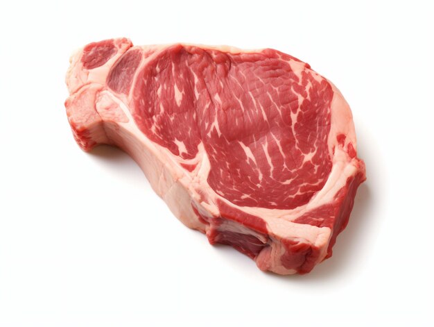 Bife de carne crua fresca isolado em branco