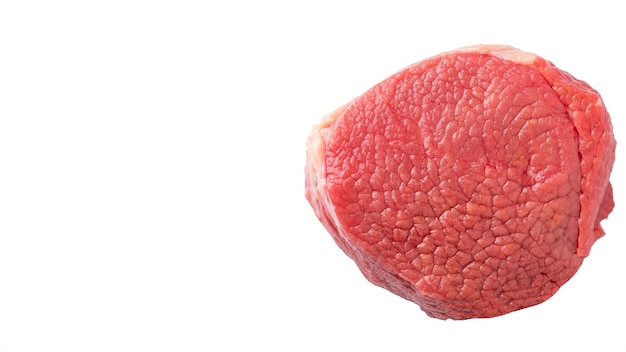 Bife de carne crua isolado no branco com espaço de cópia