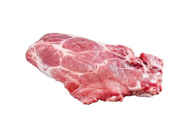 Bife de mármore de carne de porco fresca isolado no fundo branco