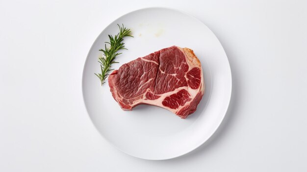 Bife de Ribeye desossado em um prato branco