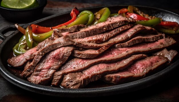 Bife do lombo suculento grelhado com perfeição pronto para comer gerado por IA