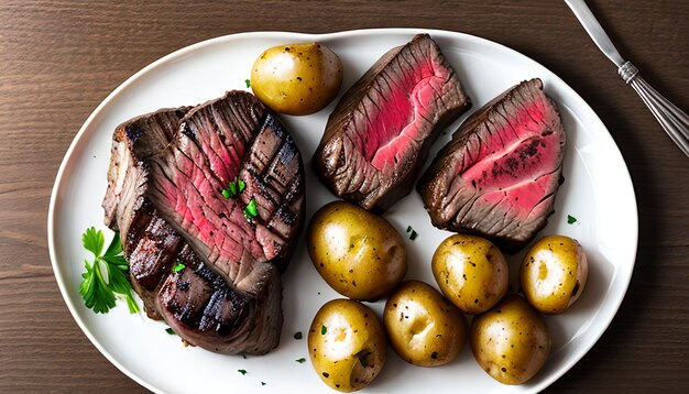 Bife e batatas caseiras