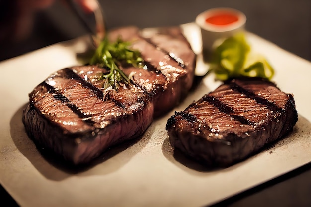 Bife grelhado médio a carvão