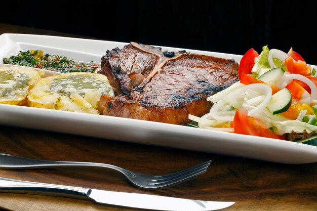 Bife T bone com salada