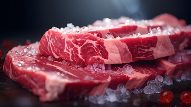 Foto bifes arrafados em uma mesa com um pouco de pimenta vermelha ia generativa