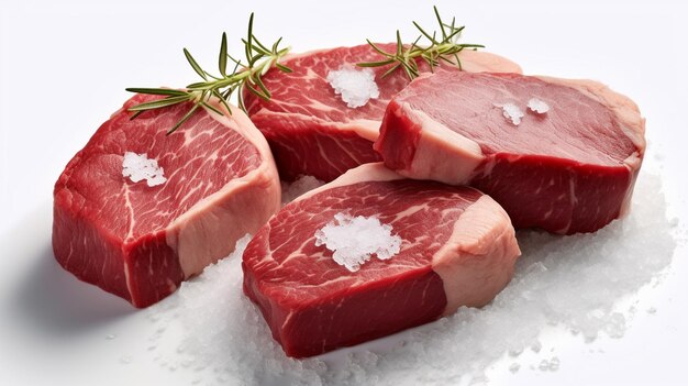 Bifes de carne crua fresca Generative AI