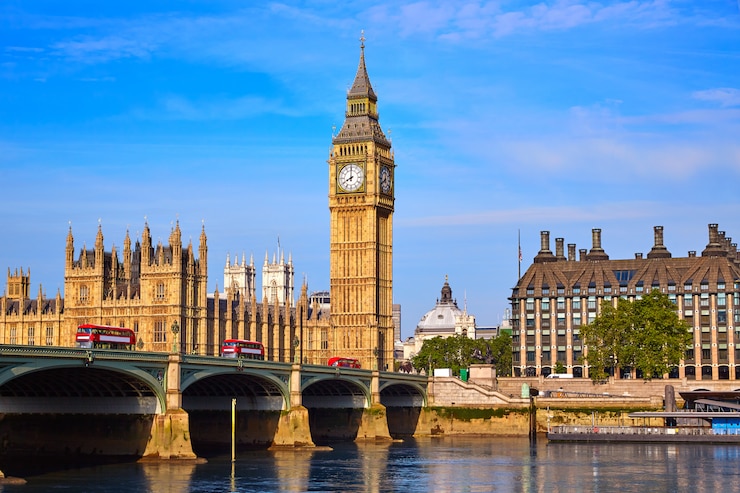 Foto big ben clock tower und die themse london