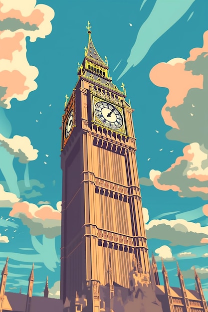 Foto el big ben es una torre de reloj.