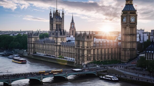 Big Ben torre do relógio e rio Tâmisa Londres