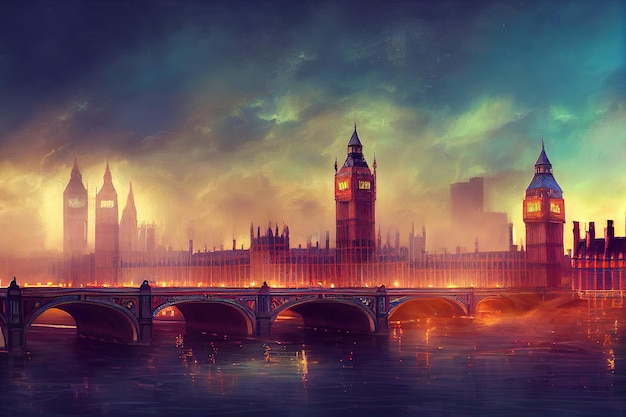 Big Ben und die Houses of Parliament bei Nacht in London UK