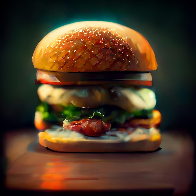 Big burger 3d estilo realista bokeh