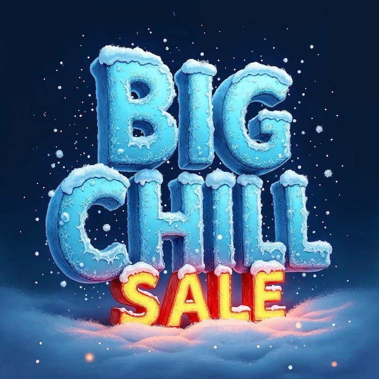 Foto big chill banner de venta con diseño de tipografía fría