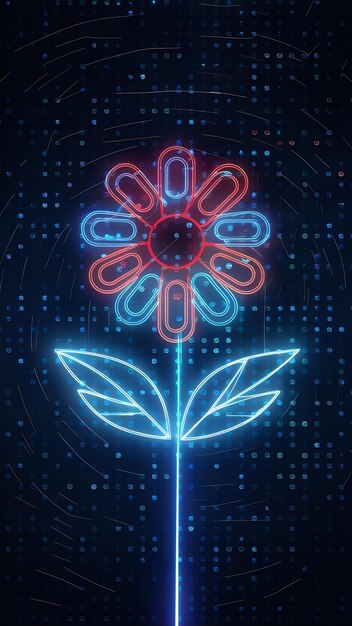 Big data creativo y líneas digitales en forma de flor