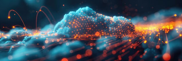 Big data nube de almacenamiento masivo de datos 3d render tecnología digital de fondo