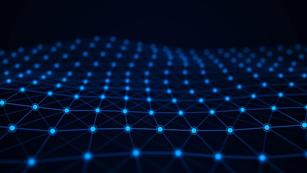 Big data Tecnología futurista fondo azul Tecnología cibernética Fondo de tecnología Wave 3d