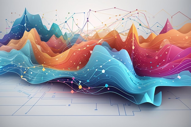 Foto big-data-visualisierung soziales netzwerk oder business-analytics repräsentation abstrakte grafiken futuristische hintergrunddatenfluss