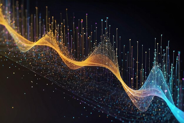 Big data visualização O fluxo musical de sons fundo abstrato