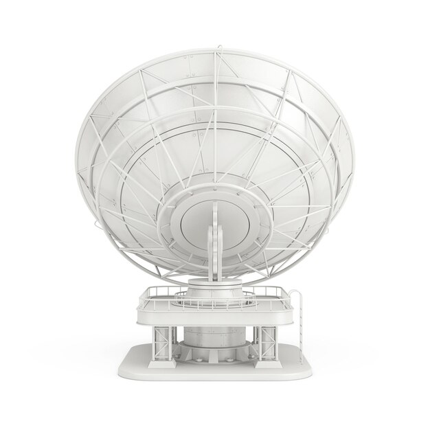 Big Satellite Dish Antennenradar auf weißem Hintergrund 3D-Rendering