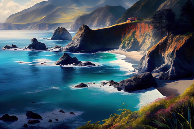 Big Sur Califórnia realista Generative Ai