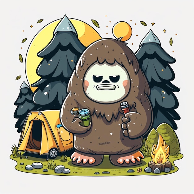 Bigfoot-Camping-Vektor-Illustration