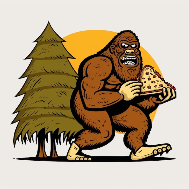 Bigfoot comendo uma ilustração vetorial de Taco