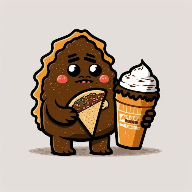 Bigfoot comiendo una ilustración vectorial de taco