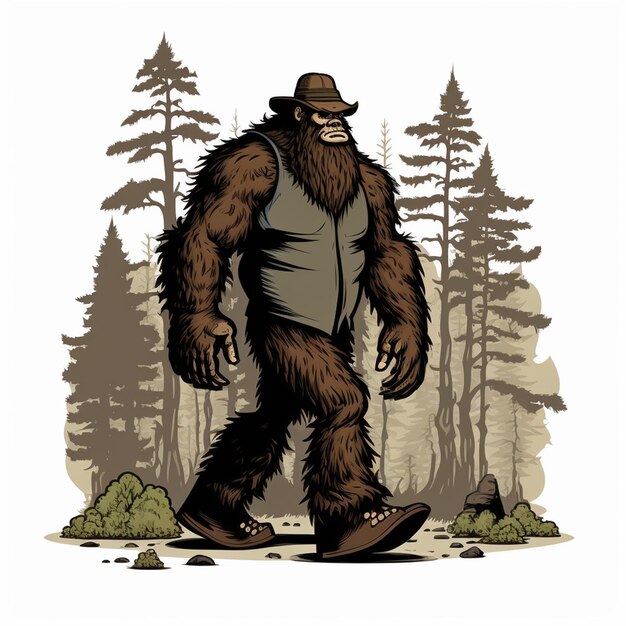 Bigfoot con una ilustración de Vector de sombrero