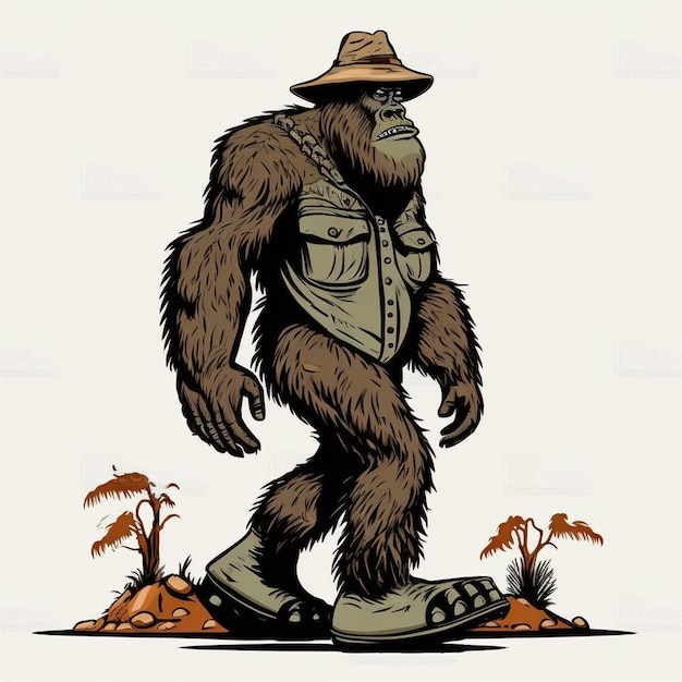 Bigfoot con una ilustración de Vector de sombrero