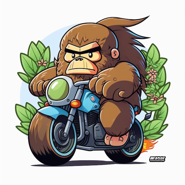 Bigfoot montando un vector de motocicleta