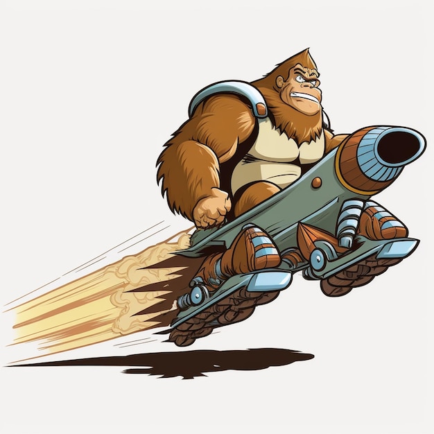 Bigfoot reitet auf einer Raketenvektorillustration