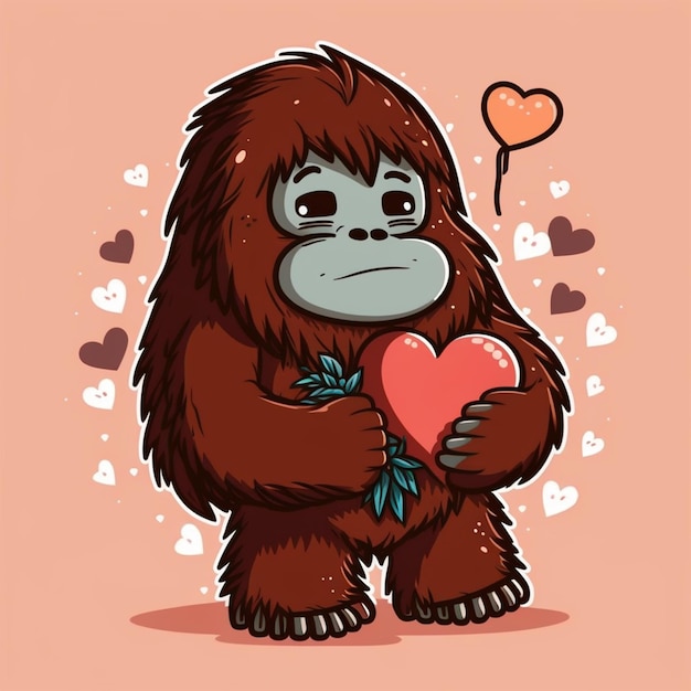 Bigfoot-Valentine-Vektor-Illustration