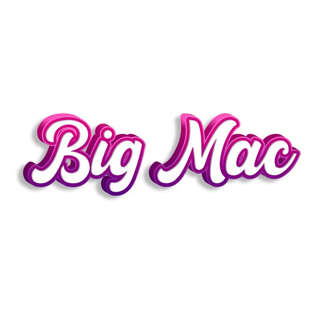 BigMac tipografia 3d design amarelo rosa branco fundo foto jpg